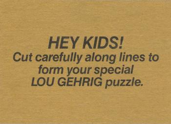 1985 Donruss - Wax Box Bottom Panel Singles #NNO Lou Gehrig Back