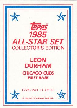 1985 Topps - 1985 All-Star Set Collector's Edition (Glossy Send-Ins) #11 Leon Durham Back