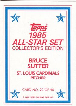 1985 Topps - 1985 All-Star Set Collector's Edition (Glossy Send-Ins) #22 Bruce Sutter Back