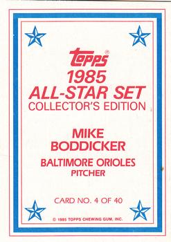 1985 Topps - 1985 All-Star Set Collector's Edition (Glossy Send-Ins) #4 Mike Boddicker Back