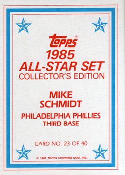 1985 Topps - 1985 All-Star Set Collector's Edition (Glossy Send-Ins) #23 Mike Schmidt Back