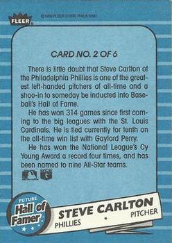 1986 Fleer - Future Hall of Famers #2 Steve Carlton Back