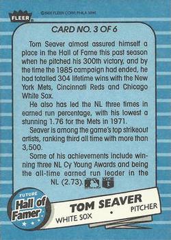 1986 Fleer - Future Hall of Famers #3 Tom Seaver Back
