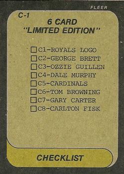 1986 Fleer - Box Bottom Panels Singles #C-1 Kansas City Royals Logo Back
