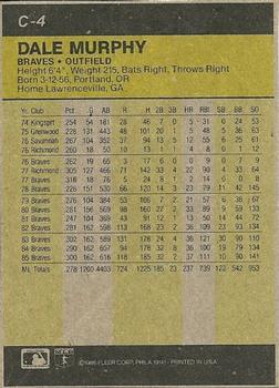 1986 Fleer - Box Bottom Panels Singles #C-4 Dale Murphy Back
