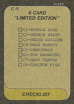 1986 Fleer - Box Bottom Panels Singles #C-5 St. Louis Cardinals Logo Back