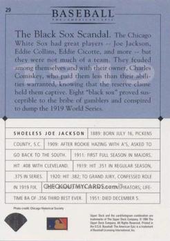 1994 Upper Deck Baseball: The American Epic #29 Joe Jackson Back