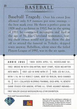 1994 Upper Deck Baseball: The American Epic #23 Addie Joss Back