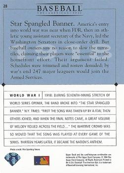 1994 Upper Deck Baseball: The American Epic #28 World War I Back