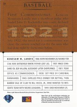 1994 Upper Deck Baseball: The American Epic #33 Kenesaw Mountain Landis Back
