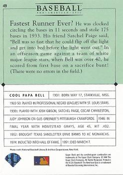 1994 Upper Deck Baseball: The American Epic #49 Cool Papa Bell Back