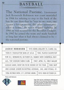1994 Upper Deck Baseball: The American Epic #50 Jackie Robinson Back