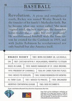 1994 Upper Deck Baseball: The American Epic #55 Branch Rickey Back