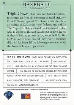 1994 Upper Deck Baseball: The American Epic #68 Frank Robinson Back