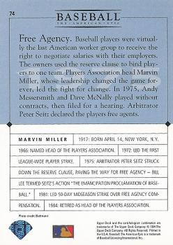 1994 Upper Deck Baseball: The American Epic #74 Marvin Miller Back