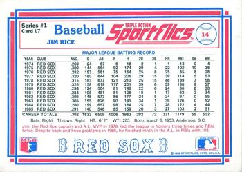 1986 Sportflics #17 Jim Rice Back