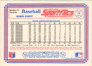 1986 Sportflics #42 Robin Yount Back