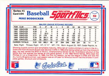 1986 Sportflics #104 Mike Boddicker Back