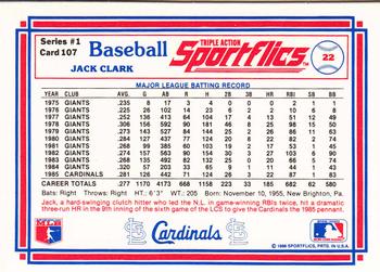 1986 Sportflics #107 Jack Clark Back