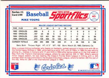 1986 Sportflics #199 Mike Young Back