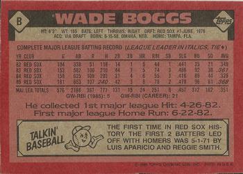 1986 Topps - Wax Box Bottom Panels Singles #B Wade Boggs Back