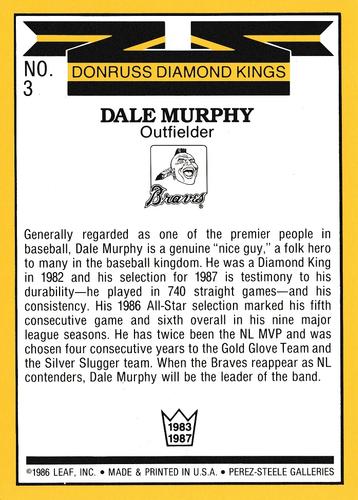 1987 Donruss - Super Diamond Kings #3 Dale Murphy Back