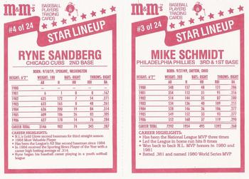 1987 M&M's Star Lineup - Panels #3-4 Mike Schmidt / Ryne Sandberg Back