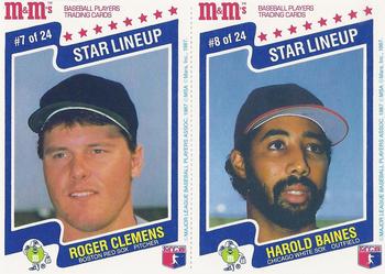 1987 M&M's Star Lineup - Panels #7-8 Roger Clemens / Harold Baines Front