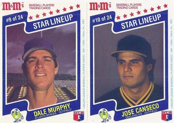 1987 M&M's Star Lineup - Panels #9-10 Dale Murphy / Jose Canseco Front