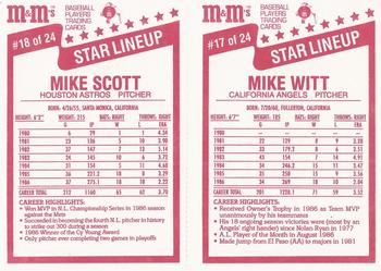1987 M&M's Star Lineup - Panels #17-18 Mike Witt / Mike Scott Back