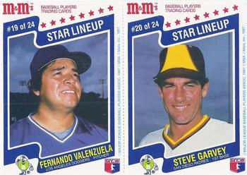 1987 M&M's Star Lineup - Panels #19-20 Fernando Valenzuela / Steve Garvey Front