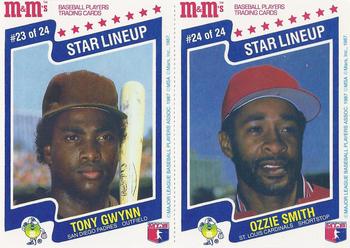 1987 M&M's Star Lineup - Panels #23-24 Tony Gwynn / Ozzie Smith Front