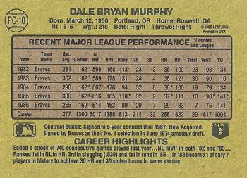 1987 Donruss - Wax Box Bottom Panel Singles #PC-10 Dale Murphy Back