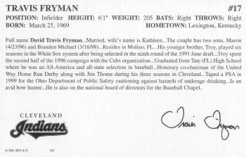 2001 Barry Colla #801 Travis Fryman Back