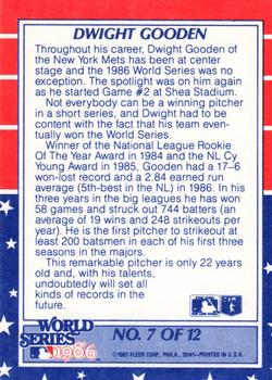 1987 Fleer - World Series #7 Dwight Gooden Back
