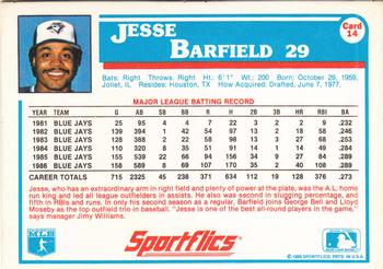 1987 Sportflics #14 Jesse Barfield Back