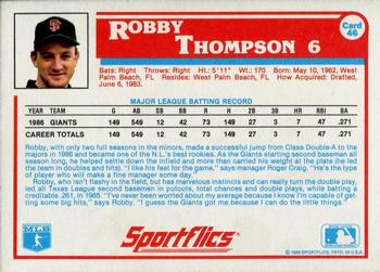 1987 Sportflics #46 Robby Thompson Back
