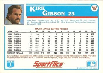 1987 Sportflics #48 Kirk Gibson Back