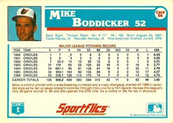 1987 Sportflics #56 Mike Boddicker Back