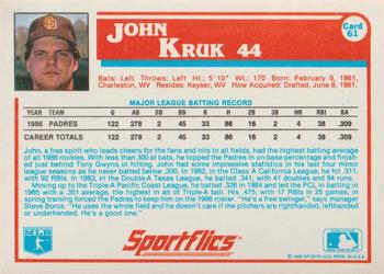 1987 Sportflics #61 John Kruk Back