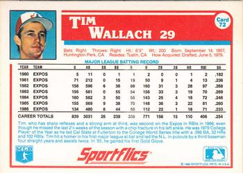 1987 Sportflics #72 Tim Wallach Back
