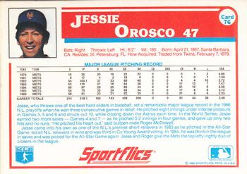1987 Sportflics #76 Jesse Orosco Back