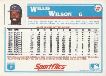 1987 Sportflics #85 Willie Wilson Back
