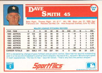 1987 Sportflics #94 Dave Smith Back