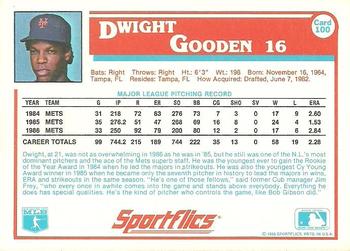 1987 Sportflics #100 Dwight Gooden Back