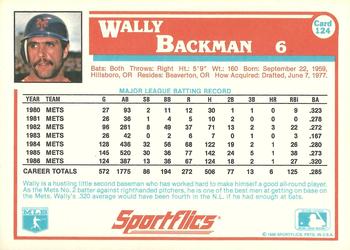 1987 Sportflics #124 Wally Backman Back