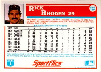 1987 Sportflics #129 Rick Rhoden Back