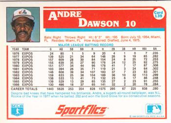 1987 Sportflics #139 Andre Dawson Back