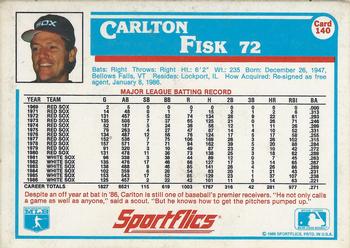 1987 Sportflics #140 Carlton Fisk Back
