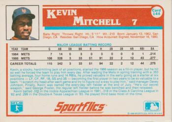 1987 Sportflics #144 Kevin Mitchell Back